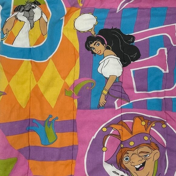 Vintage Disney Hunchback Of Notre Dame Comforter FLAWS Esmeralda Quasimodo 90s - Picture 1 of 16